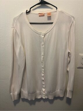 Northcrest Cream Button-Front Cardigan Sweater